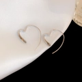 Minimalist silver heart-shaped hoop earrings with a polished finish for women - 38# Ear Hook - Silver - Heart Shape