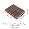 Brown PU leather jewelry tray with velvet ring slots and transparent acrylic lid - Ring Slot Tray B With Lid (Coffee Velvet)