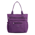 Sac à bandoulière en nylon violet avec plusieurs poches zippées et porte-bouteilles - Violet