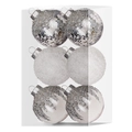 Silver and white Christmas ball set with sequins and beads in a transparent box - Beautiful Silver Large Sequin Rhinestone Ball 8CM
