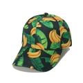 Baseball cap with tropical banana and palm leaf print on black twill fabric - Black Tropical Banana Style (M)