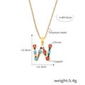 Golden micro-paved letter W pendant with colorful cubic zirconia stones and chain - Letter W