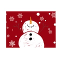 Christmas snowman printed dining table mat with festive red background and white snowflakes - CD27-18 (Red Snowman)