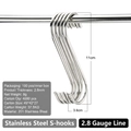 Gancio a S in acciaio inox 201 con spessore 2,8mm e altezza 11cm multiuso - Diametro 2,8 mm/Altezza 11 cm