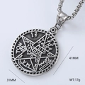 Punk style Nordic Night Graveyard Guard silver pentagram pendant necklace 41x31mm - Pentagram Mystic Symbol (Pendant Only (Without Chain) Style 5)