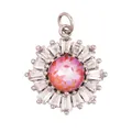 Star-shaped gold plated copper pendant with pink central stone and clear crystals - Champagne M84
