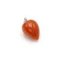 Pendente a goccia in agata corniola arancione lucida con gancio in metallo argento - Avventurina rossa