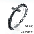 Black plated stainless steel cross bracelet for men with lobster clasp, 210x8mm size - Black (KB147257-KFC)