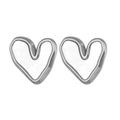 Elegant silver heart-shaped stud earrings with irregular thickened metal outline design - Silver Irregular Thickened Heart Stud Earrings (JZE843-01)