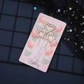 Metallic champagne gold star and heart birthday candles set on pink packaging card - Champagne