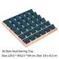 36-slot wooden earring display tray with dark green velvet interior and 36 curved slots - 36 Slots / Dark Green Velvet