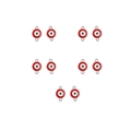Detailed view of red, white, and black evil eye alloy charms with dual metal loops for DIY - Red Black White Evil Eye Round Connector (XH40717) / 10 Pieces Pack