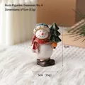 Resin snowman figurine with green hat and polka dot scarf for Christmas tabletop decor - Snowman No. 4