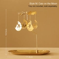 Rotating golden candle holder with moon and cat pendants and metal fan decoration - Type M: Cat on the Moon (No Tray)