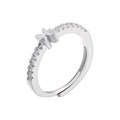Detail of silver 18K gold plated ring with cross star and fine pave cubic zirconia - Pisces / Silver