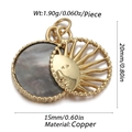 Gold plated copper sun face pendant with shell inlay for DIY jewelry making - CX146-12 (Sun Face Shell Combination Pendant)