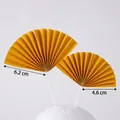 5-pair set of yellow Chinese folding fan cake toppers in 6.2cm and 4.6cm sizes - Golden Fan Toppers S/M / Gold