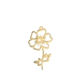 18k gold plated stainless steel hollow flower pendant with leaf and bale detail - Cosmos / Gold