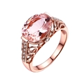 18K rose gold plated ring with large oval morganite gemstone and accent diamonds - US 7 / Rose Gold