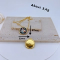 Collana con ciondolo a bussola dorata con smalto colorato e pietre di zircone - #7 Bussola Stella