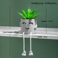 Artificial succulent in grey smiling face ceramic pot with cute hanging legs decoration - Succulent Potted Plant - Squinting Eye Decorative Ornament