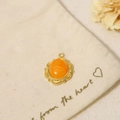 Bohemian orange natural stone pendant with vintage gold stainless steel engraved border - Pendant Only (Without Chain)-Oval Tangerine (SAC23061919)