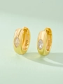 Macro shot of S925 silver gold-plated hoop earring with marquise-cut cubic zirconia - 925 Silver / Gold