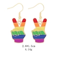 Rainbow peace sign earrings in gold finish with size and weight dimensions - Rainbow Peace Gesture