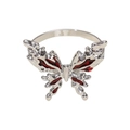Silver metal dragonfly napkin ring featuring vibrant red dripping oil wing details - Z1248 Silver Red Butterfly