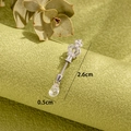 Silver crown barbell stud earring with crystal water drop pendant and screw back bar - Crown Teardrop Dangle Style (A413-2#0.8 Thin Rod)
