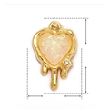 Macro view of heart-shaped resin stone pendant with gold stainless steel frame dimensions - Mini Iridescent Heart(YE845-1)