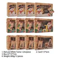 Christmas kraft paper window gift boxes set with festive prints, tags and red twine - 12 Pcs/Bag