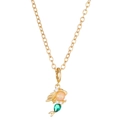 Collana sirena dorata con gemme rosa e verdi e dettagli in cristallo scintillante - Collana di Pietre Preziose Sirena Oro (KC Oro N-609)
