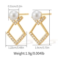 Detailed view of gold pearl earrings with dimensions and weight measurements - Pearl Zirconia Tassel Style (KE1540)