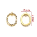 Goldener Edelstahl-Anhänger in Ovalform mit Kristallen, Größe 16mm x 24mm - Weiß