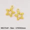 Hollow gold star pendant with beaded edges for DIY jewelry making, size 17x5x2mm - XK1714# Gold
