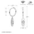 Detail von S925 Silber-Ohrring mit Sternenbesatz 5A Zirkonia und ovalem Anhänger - Weißgold