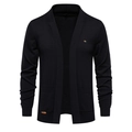Cardigan in maglia nera da uomo con collo a scialle e due tasche applicate casual - S / Nero