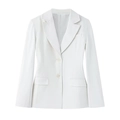 Slim fit white women's blazer with shoulder pads and notched lapel front view - XS / White