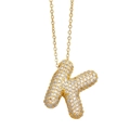 Balloon style letter K pendant necklace with clear crystals on gold chain - Gold - Letter K (Pendant Only)