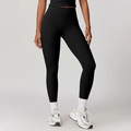 Leggings de yoga negros de cintura alta para mujer con banda de compresión ancha - S / Negro Premium