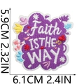 Vista detallada del parche bordado violeta Faith IS THE WAY con medidas de 5,9x6,1 cm - Patrón Faith IS THE WAY (X3SJ-123-23) / 1 Pieza