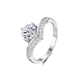 925 zilveren moissaniet ring met prinsessenkroon ontwerp en ronde sprankelende diamant - US 5 / Moissanite (D Kleur)