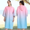 Pink and blue gradient hooded quick-dry surf poncho with large front pocket and SURFING text - One Size / Pocket Style - Gradient Pink