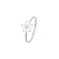 Minimalist silver flower ring featuring five round-cut cubic zirconia stones on thin band - Platinum - White Zirconia / US 6