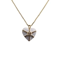 Gold-plated heart pendant necklace with white enamel and colorful cubic zirconia - White