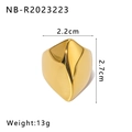 Anello a cuore cavo irregolare in acciaio inossidabile placcato oro 18K da 2,2x2,7 cm - US 7 / Design Irregolare (NB-R2023223)