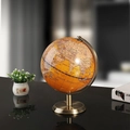 Retro orange desktop globe with bronze metal stand and clear English map markings - 14cm Pearl Yellow English Ball