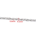 Detail of 0.8mm wire thickness and 4.1mm width on stainless steel oval link chain - Steel Color Oval Double Woven Chain (0.8x4.1mm)