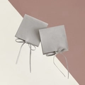 Gray microfiber jewelry pouch with bow tie closure for elegant ring storage - Ribbon Style / 7*7cm / Light Gray